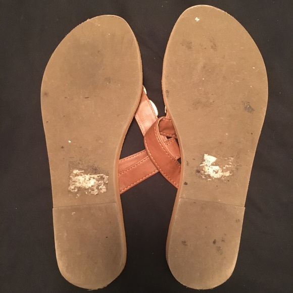 EUC Sophie Sue Brown Flip Flops Boho Bling Gems 10 - Picture 3 of 3